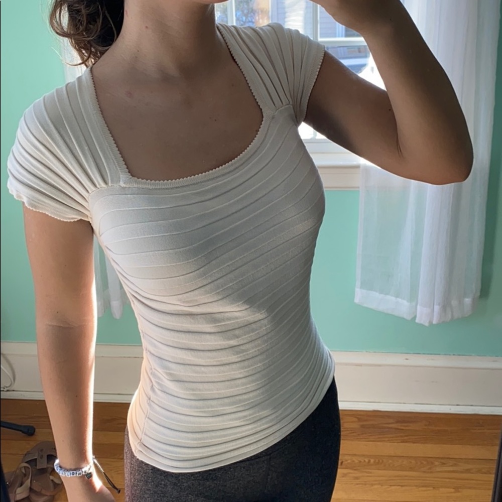 wayne rogers off white ribbed top